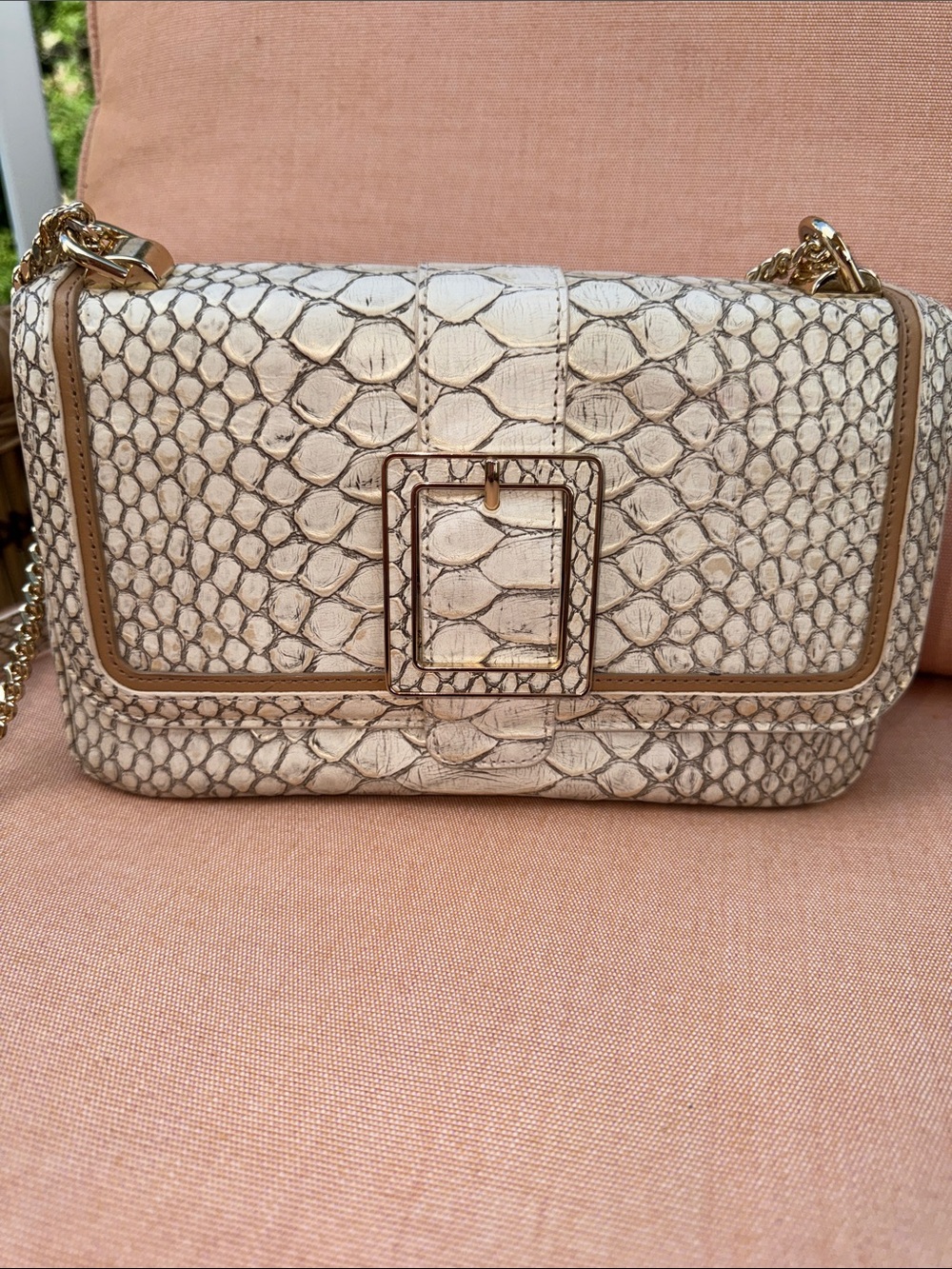 Brahmin Rosalie Oyster Grey Ellacoya Bag with Gold chain - Picture 3 of 13